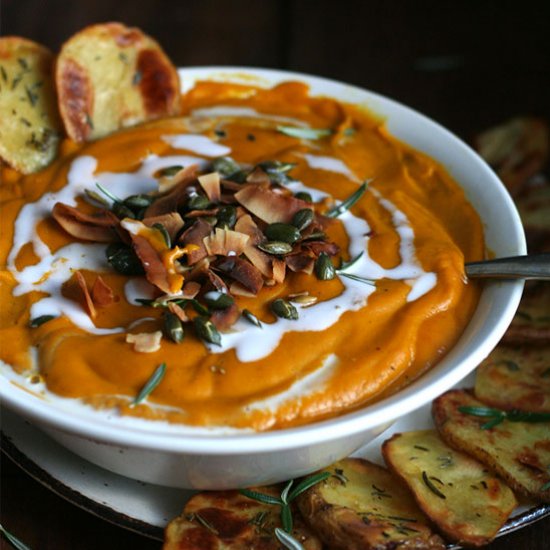 Roasted Pumpkin Apple Coconut Soup