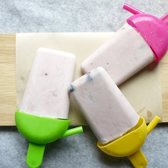 Banana Blueberry Yogurt Popsicles