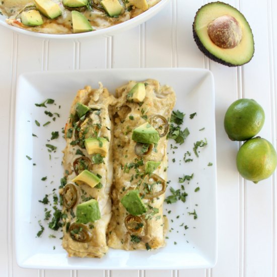 Chicken Enchiladas w/ Avocado Sauce