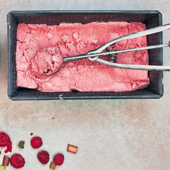 Rhubarb-Raspberry Ice Cream