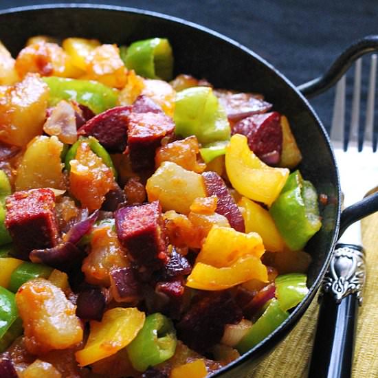 Sujuk and Vegetable Hash