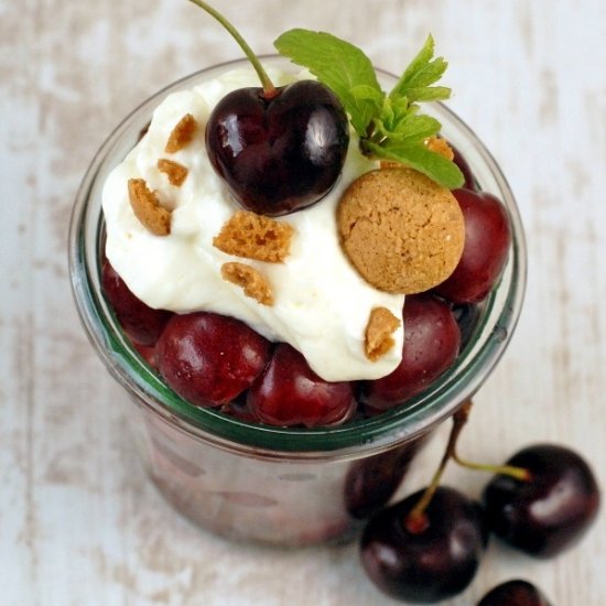 Cherry Cup topped with cream cheese