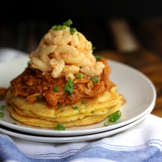 Mac and Cheese BBQ Corn Cakes