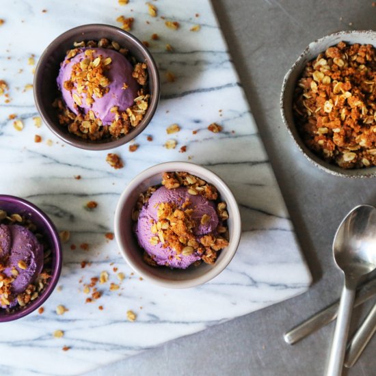 Blueberry Ice Cream w. Oat Crumble