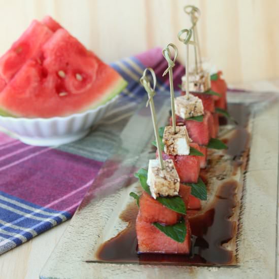 Watermelon Mint and Feta Skewers