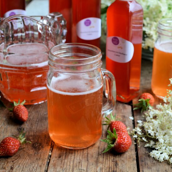 Elderflower and Strawberry Cordial