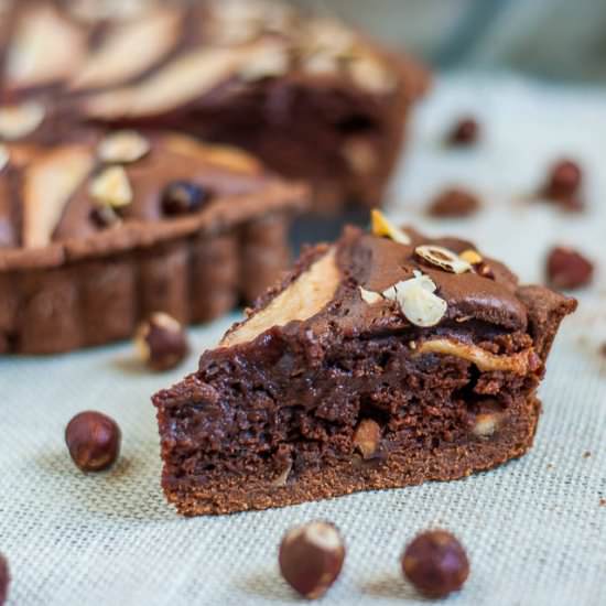 Chocolate, Pear and Hazelnut Tart