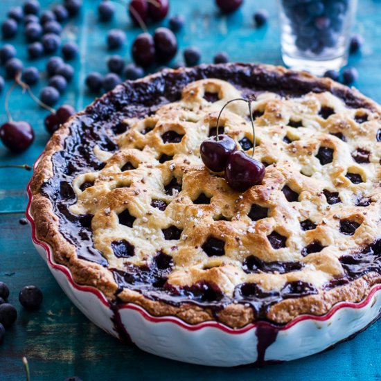 Vanilla Bourbon Cherry-Blueberry Pie