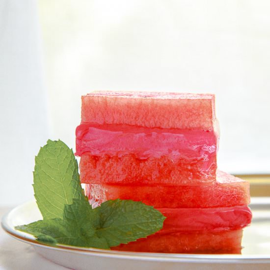 Watermelon Sorbet Sandwiches