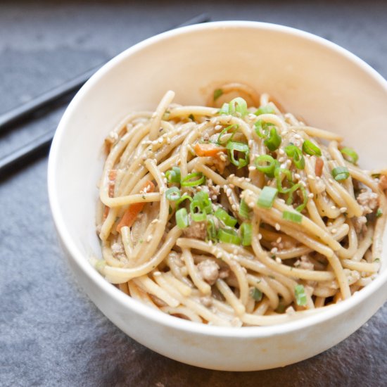 Chinese Peanut Noodles with Pork