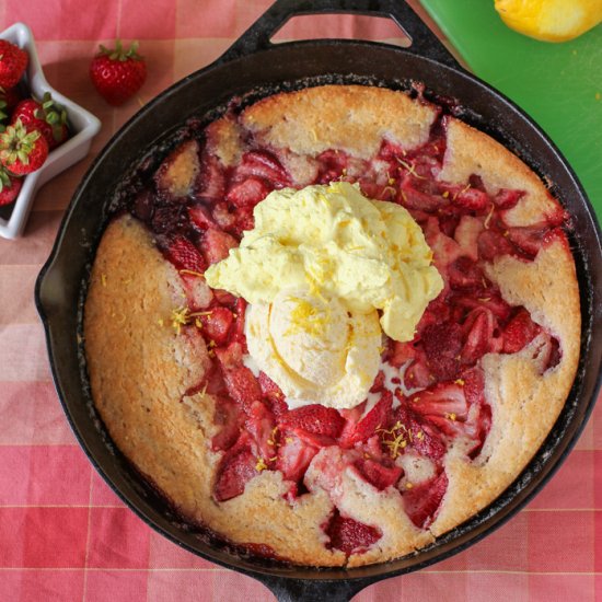 Strawberry Cobbler with Lemon Cream