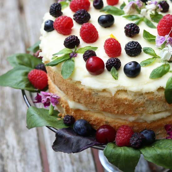 Lemon-Basil Chiffon Cake & Berries