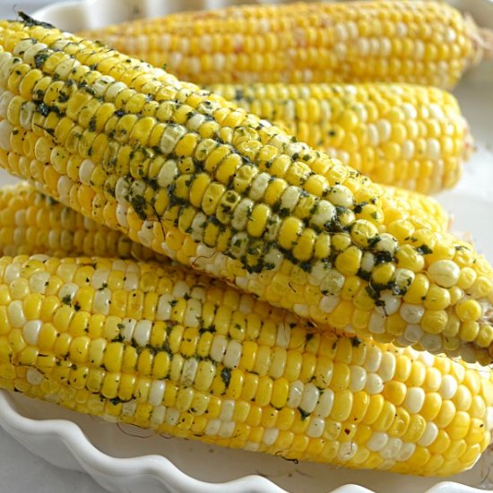 Grilled Corn with Basil Butter