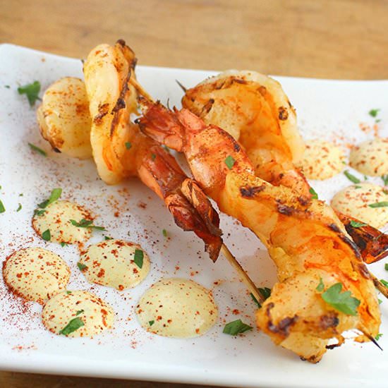 Grilled Prawns with Curry Aioli