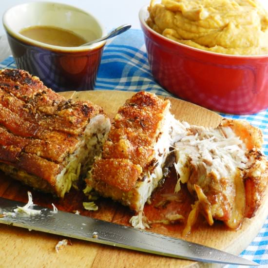 Crunchy Pork Belly with Gravy