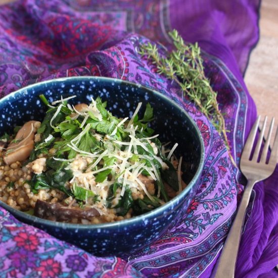 Mushroom, Spinach Buckwheat Risotto