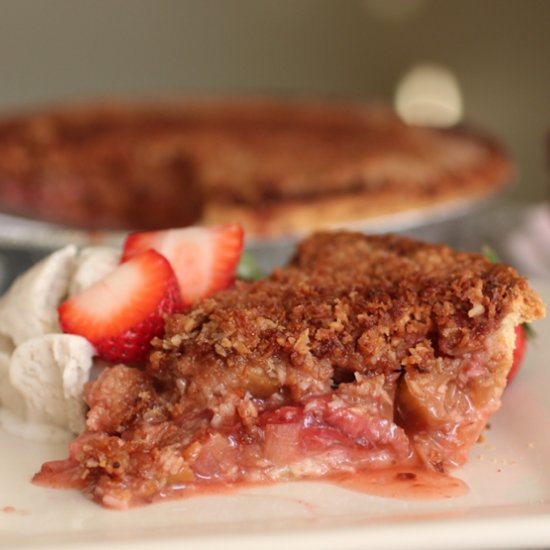 Strawberry Rhubarb Coconut Pie