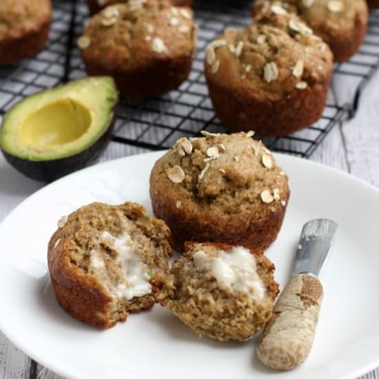 Banana, Avocado, and Flax Muffins