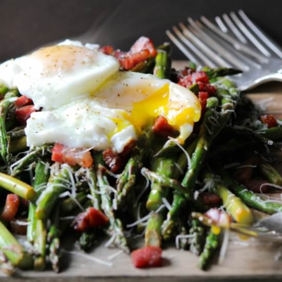 Pan Seared Asparagus & Poached Eggs