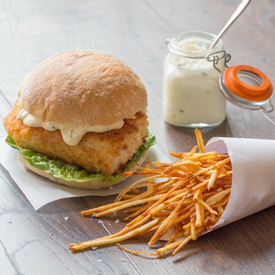 Fish Burger with Matchstick Fries