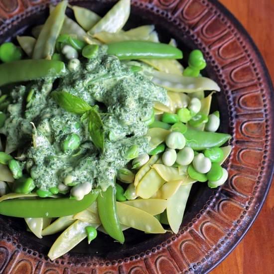 Broad beans and pea salad