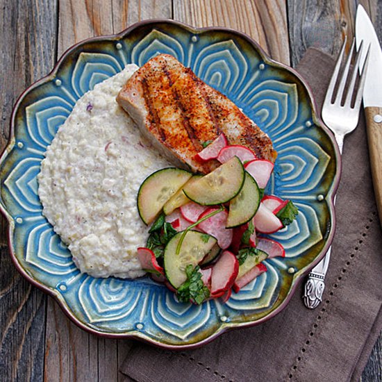 Pork Chops w/ Corn Puree & Salad