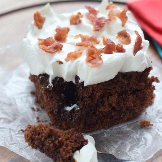 Chocolate Bacon Poke Cake