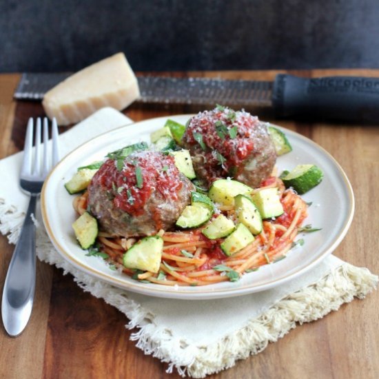 Spaghetti, Zucchini, and Meatballs