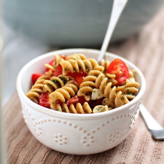 Kale & Basil Caprese Pasta Salad