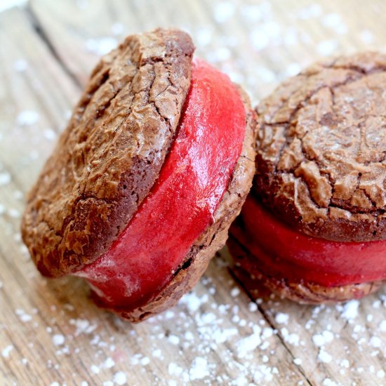 Strawberry Sorbet Brownie Sandwich