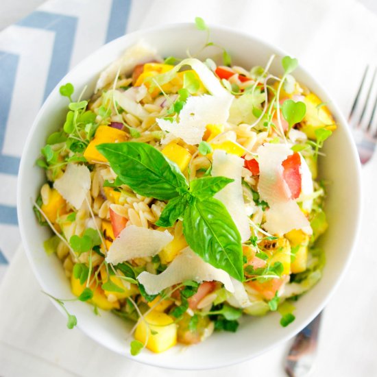 Grilled Summer Squash Orzo Salad