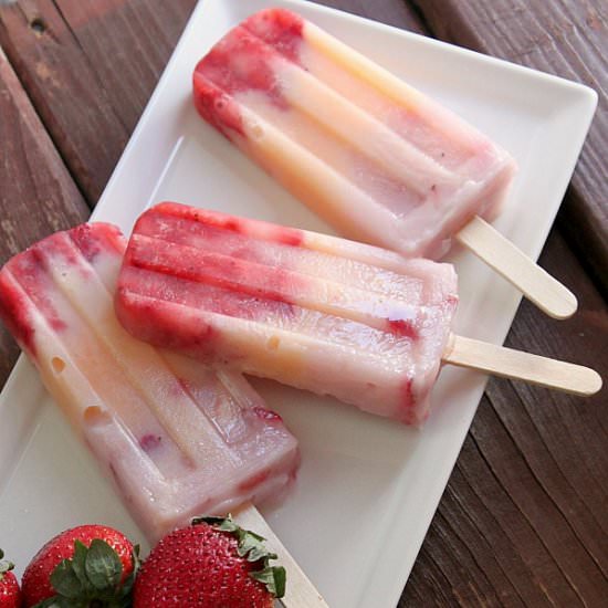 Strawberry Peach Pudding Popsicles