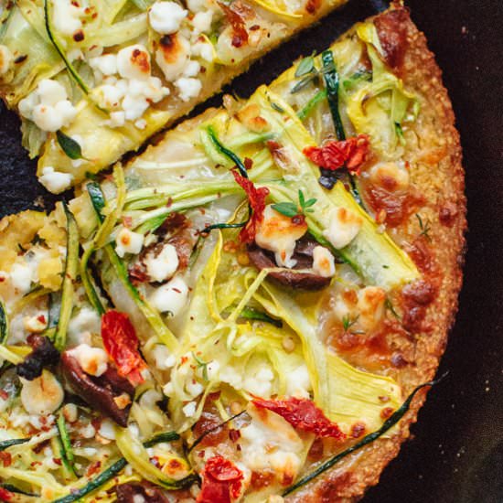 Socca Pizza with Summer Squash