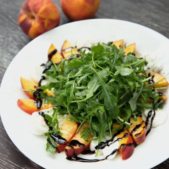 Peach & Burrata Arugula Salad