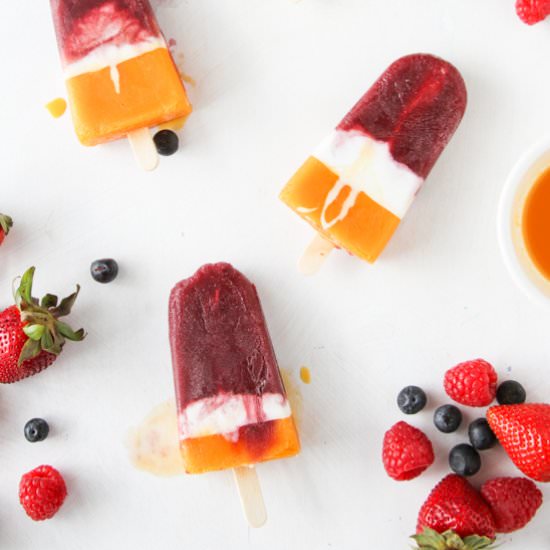 Easy Berry + Mango Cream Popsicles