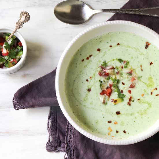 Cucumber-Watercress Soup with Salsa