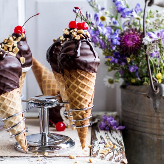 Ice Cream Sundae High Hat Cupcakes