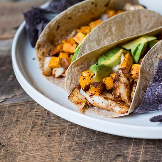 BBQ Tilapia and Sweet Potato Tacos