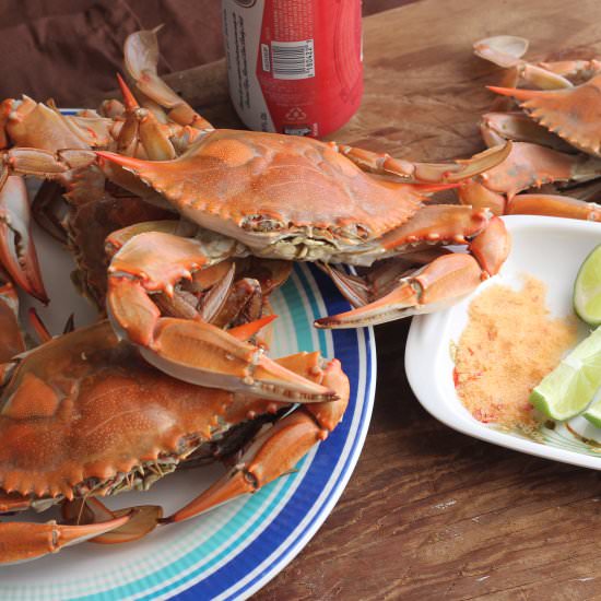 Beer Steamed Blue Crabs