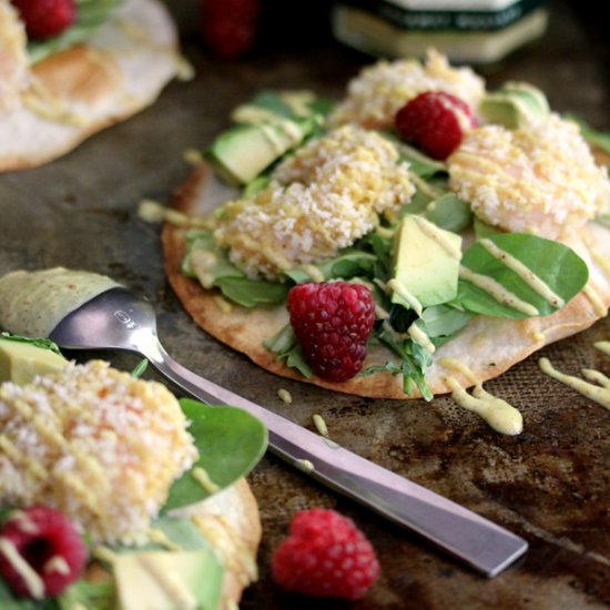 Raspberry Wasabi Shrimp Tostadas