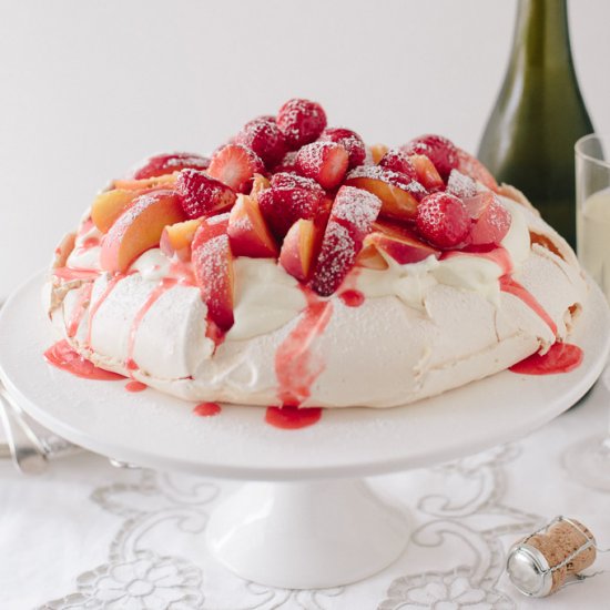 Strawberry & Peach Pavlova