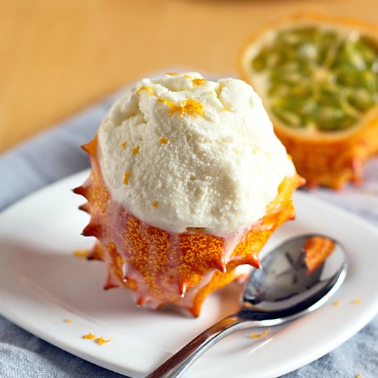 Kiwano Orange Eggless Ice Cream