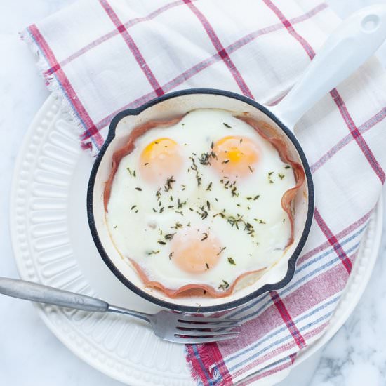 Gluten Free Shirred Eggs with Ham