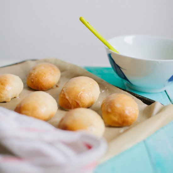 Vegan orange glazed blueberry buns