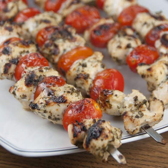 Grilled Pesto Chicken Kabobs