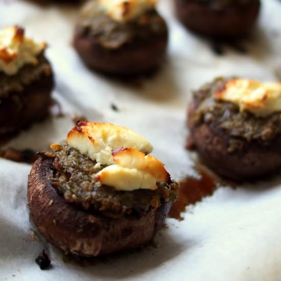 Garlic Scape Pesto Stuffed Mushroom