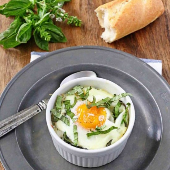 Baby Kale & Artichoke Baked Eggs