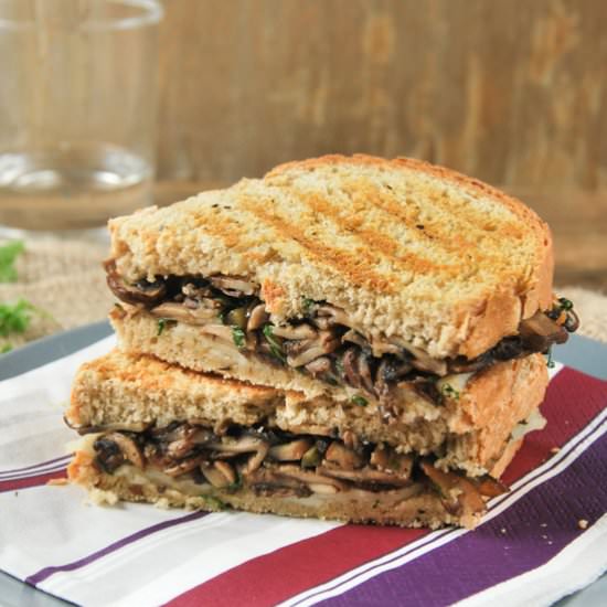 Mushrooms and provolone sandwich