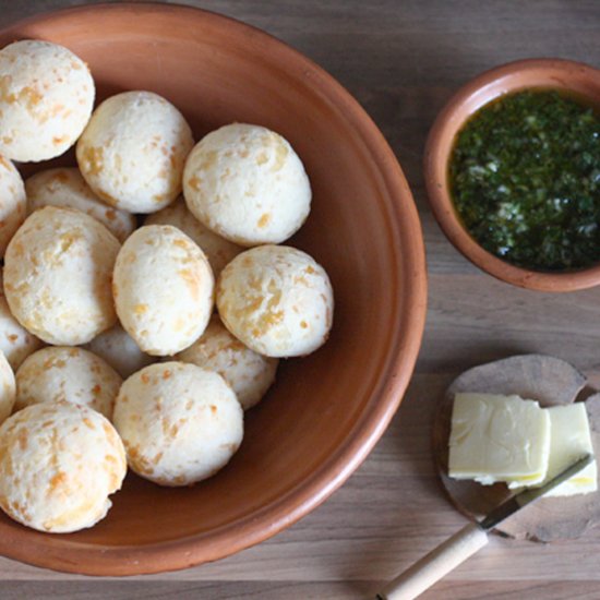 Cheese breads and chimichurri sauce