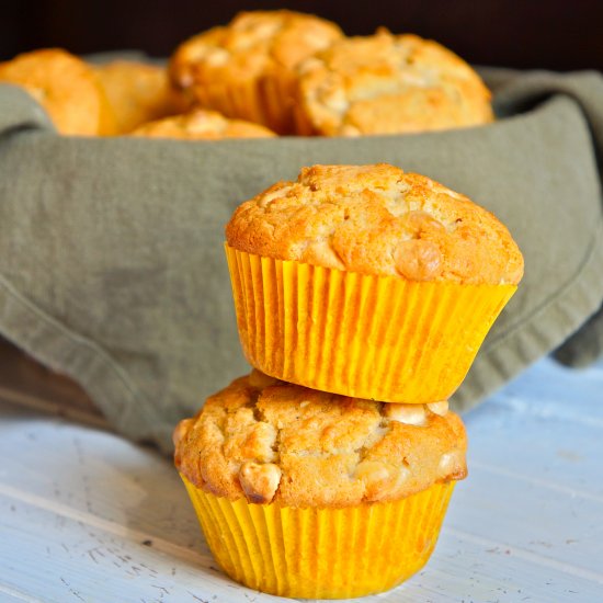 White chocolate coconut muffins